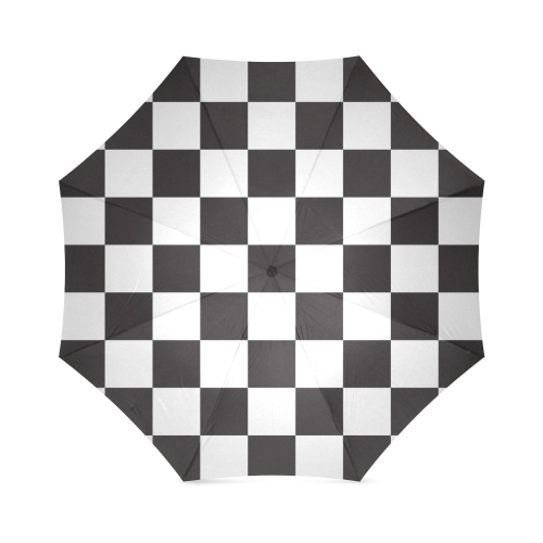 Checkerboard Black and White Squares Foldable Umbrella (Model U01)