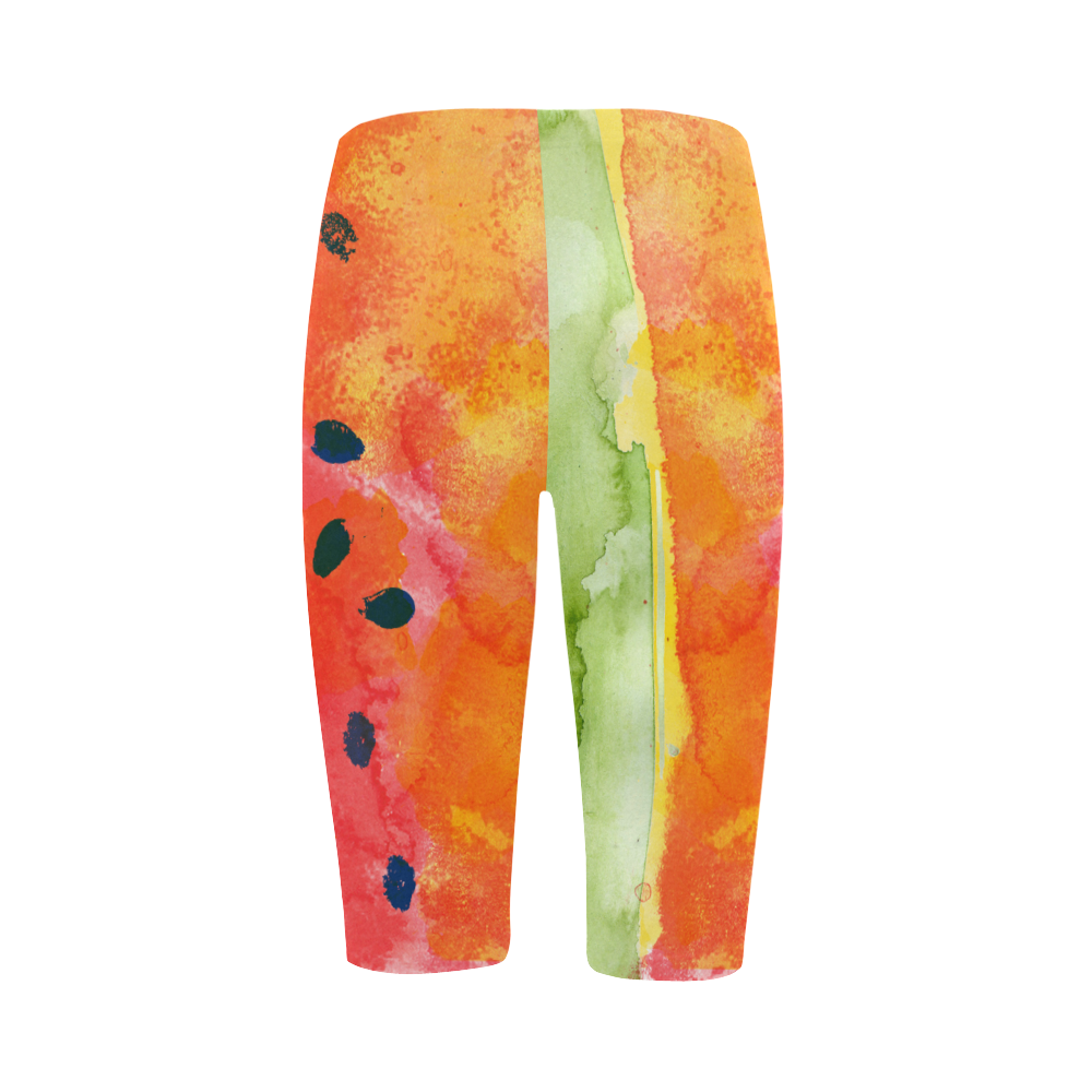 Abstract Watermelon Hestia Cropped Leggings (Model L03)