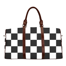 Checkerboard Black and White Waterproof Travel Bag/Small (Model 1639)