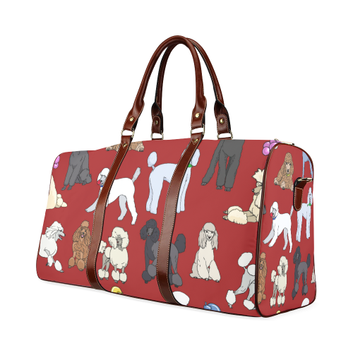 poodles show bag red Waterproof Travel Bag/Large (Model 1639)