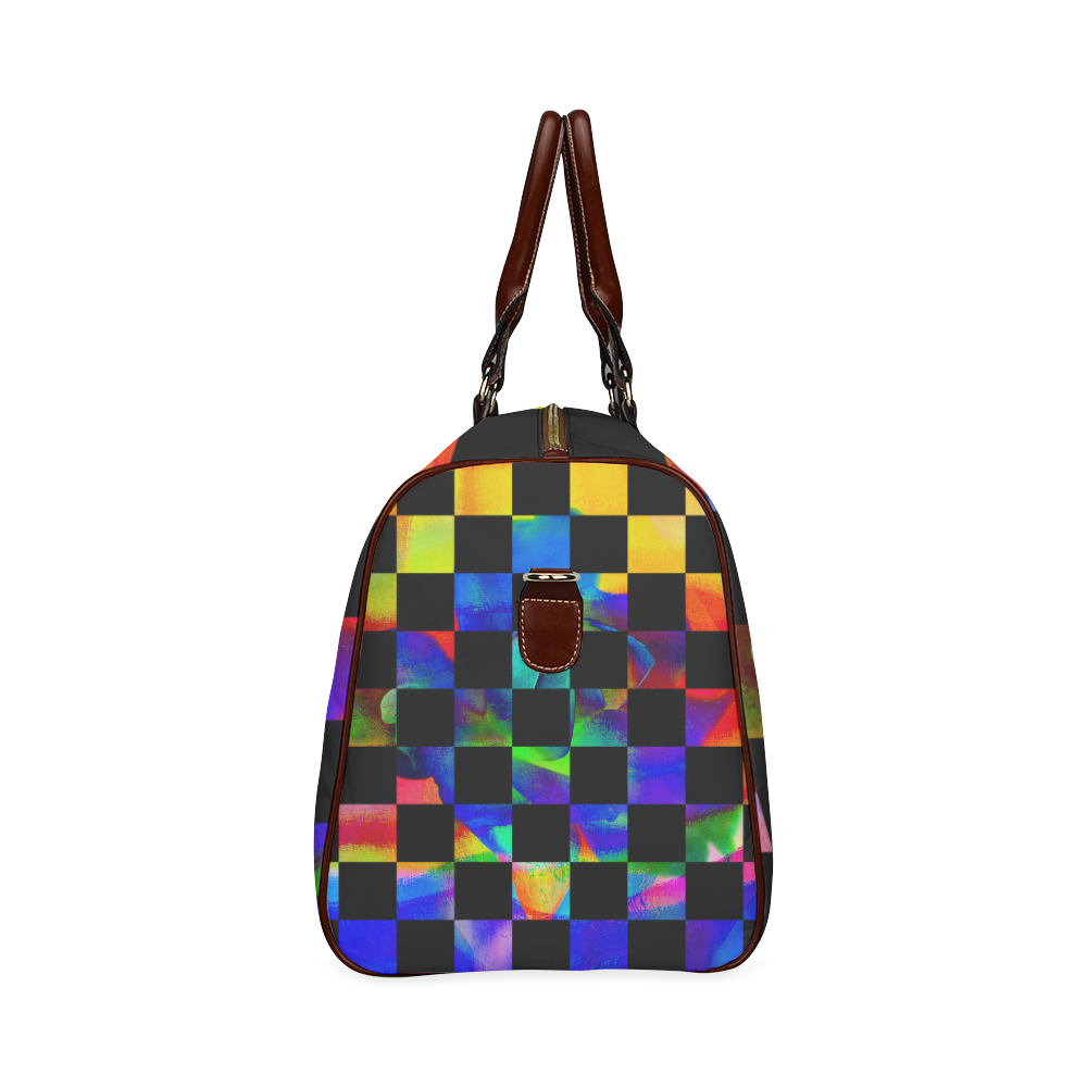 Checkerboard psy·che·del·ic Waterproof Travel Bag/Large (Model 1639)