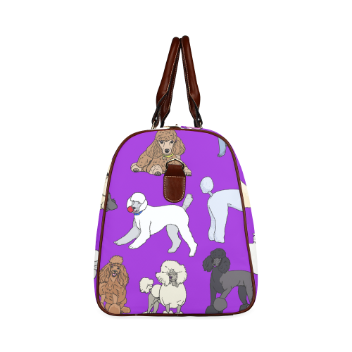 poodles show bag purple Waterproof Travel Bag/Large (Model 1639)