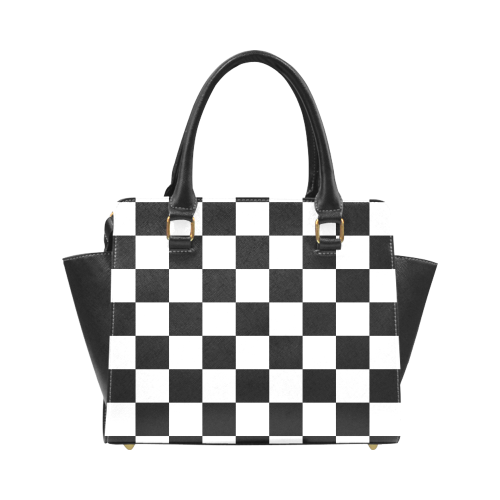 Checkerboard Black and White Rivet Shoulder Handbag (Model 1645)