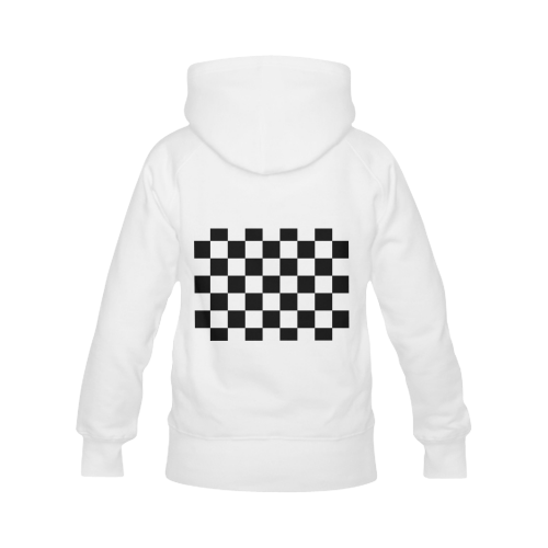 Checkerboard Black and White Women's Classic Hoodies (Model H07)