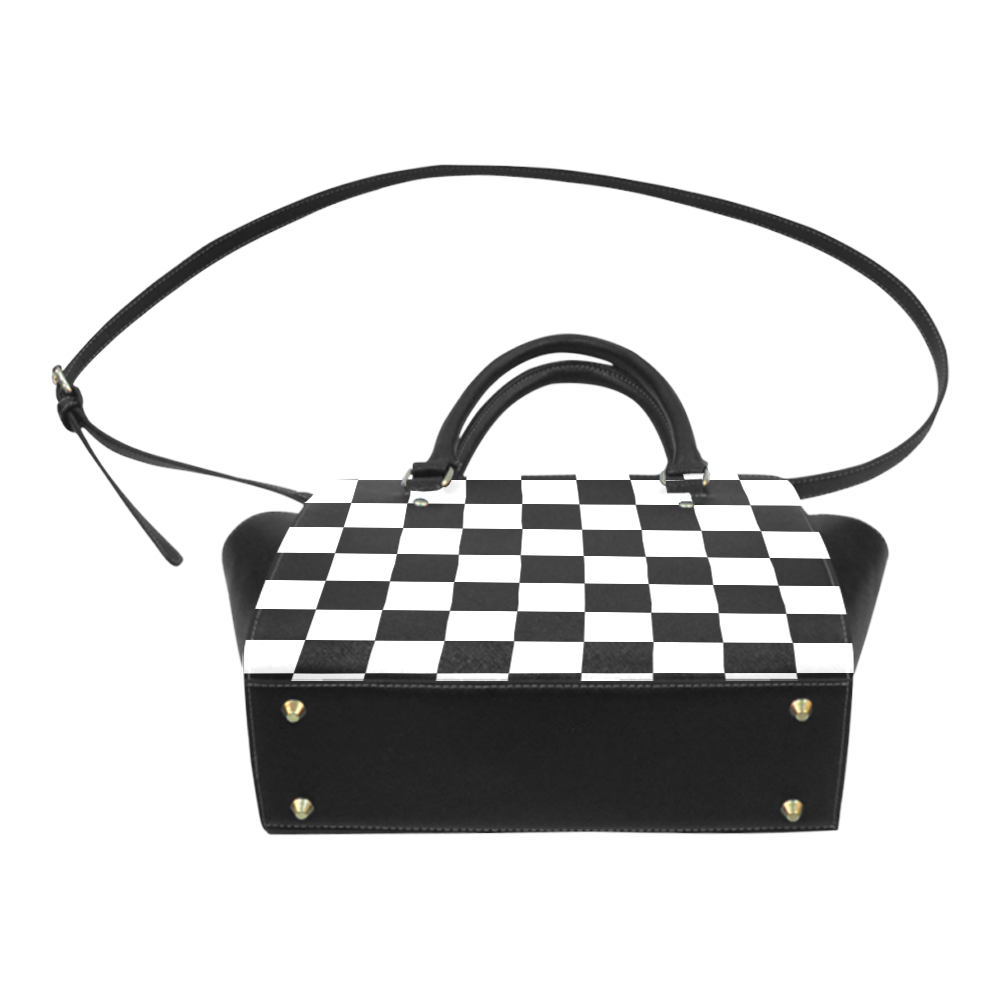 Checkerboard Black and White Classic Shoulder Handbag (Model 1653)
