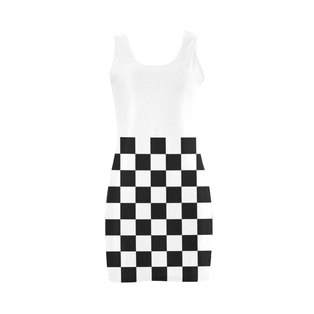 Checkerboard Black and White Medea Vest Dress (Model D06)