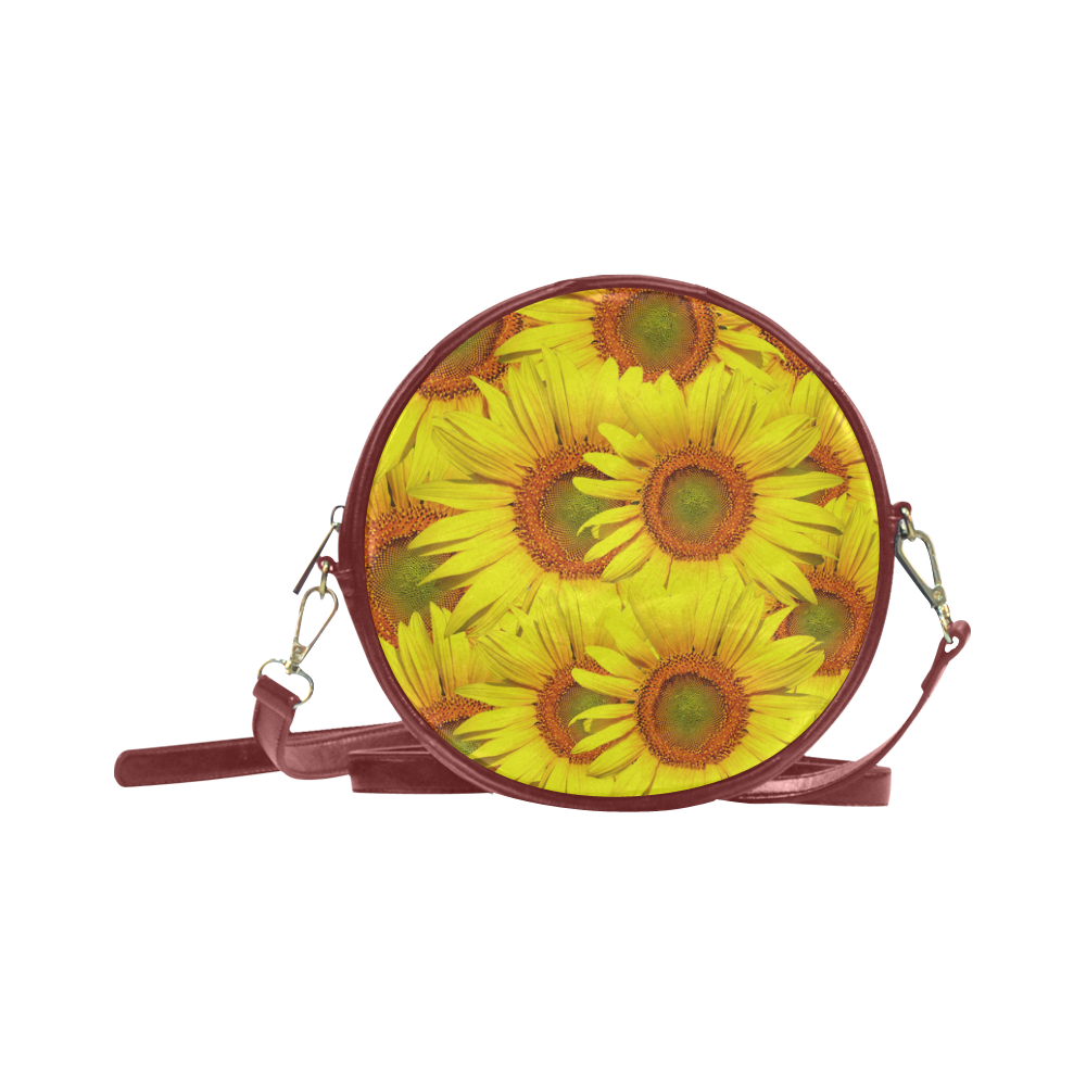 Sunny Sunflowers Round Sling Bag (Model 1647)