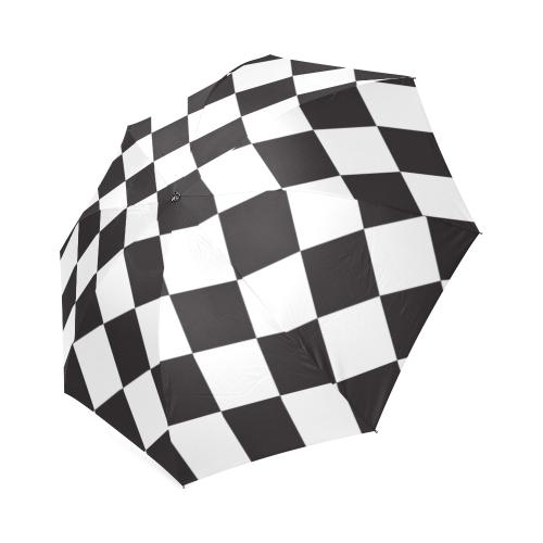 Checkerboard Black and White Squares Foldable Umbrella (Model U01)