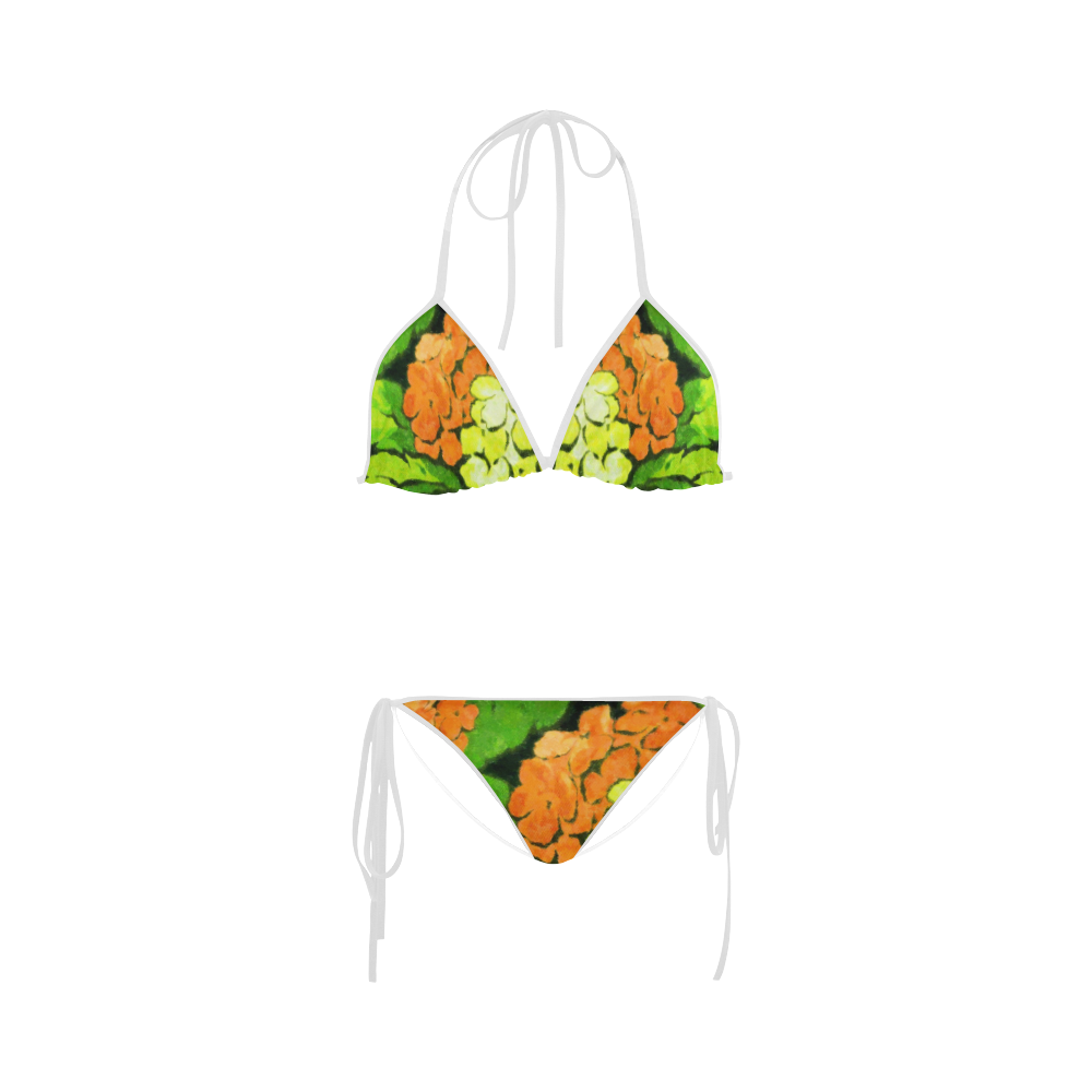 Orange  & Yellow Floral Impressions Custom Bikini Swimsuit