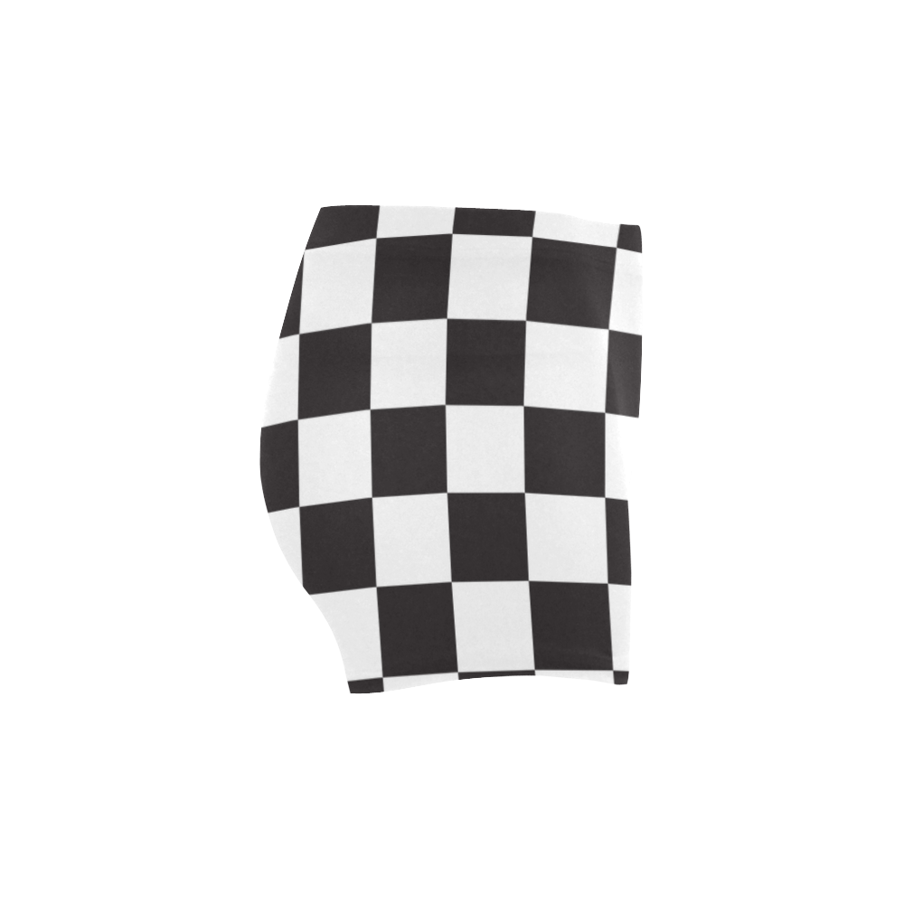 Checkerboard Black and White Squares Briseis Skinny Shorts (Model L04)