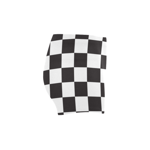 Checkerboard Black and White Squares Briseis Skinny Shorts (Model L04)