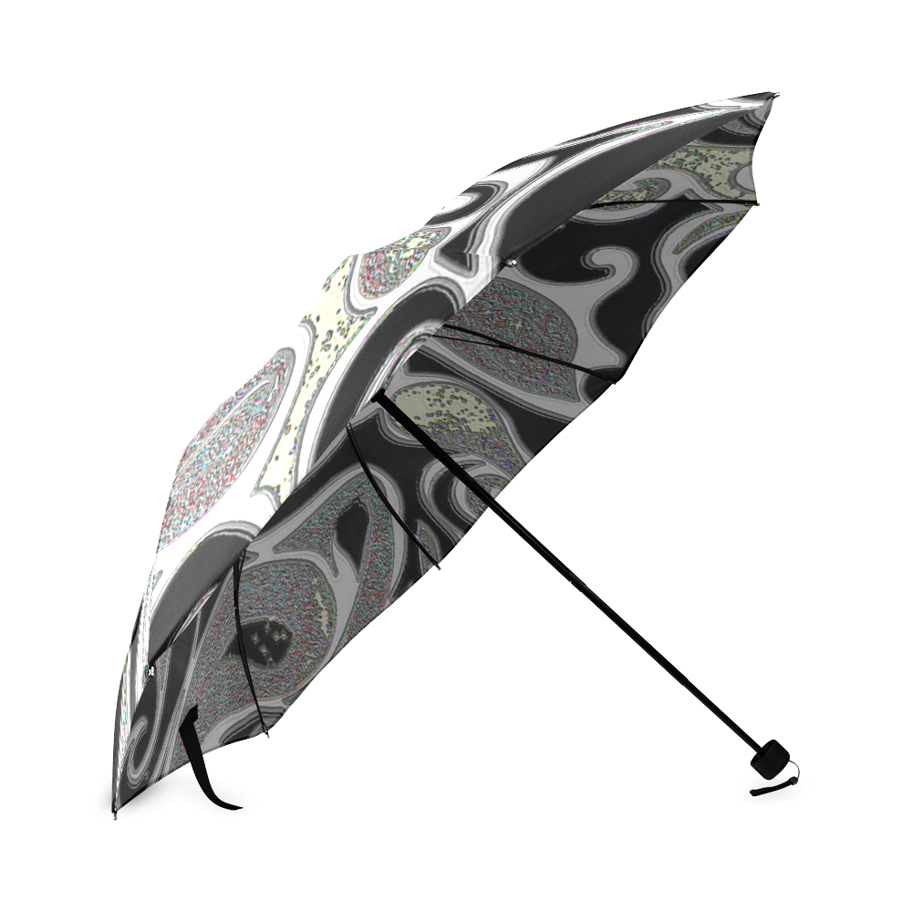 Black and White Retro Swirl Foldable Umbrella (Model U01)