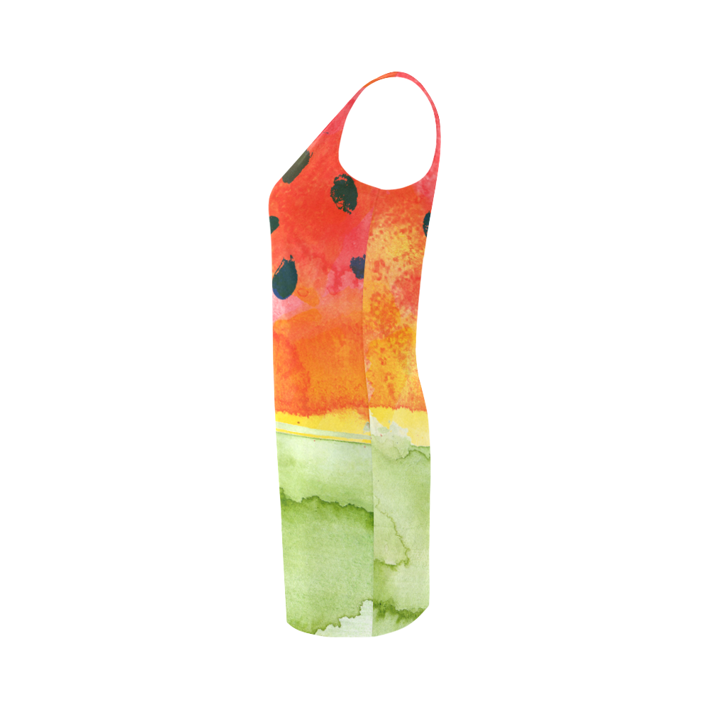 Abstract Watermelon Medea Vest Dress (Model D06)