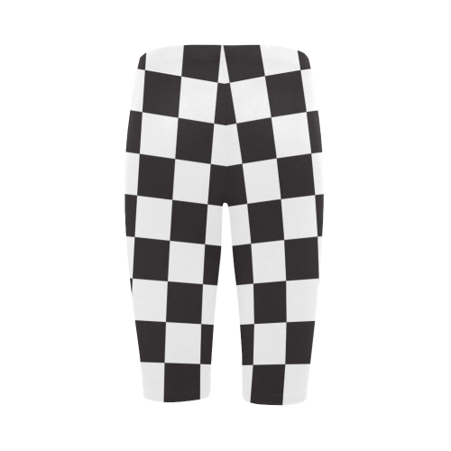 Checkerboard Black and White Squares Hestia Cropped Leggings (Model L03)