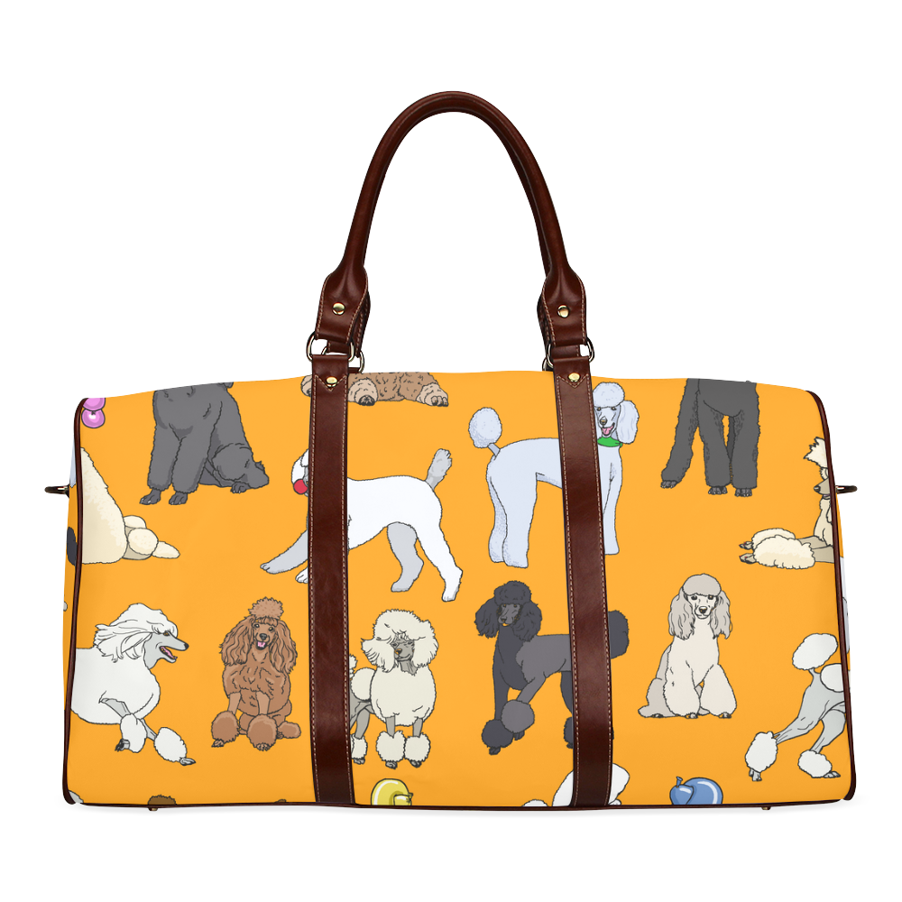 poodles show bag orange Waterproof Travel Bag/Large (Model 1639)