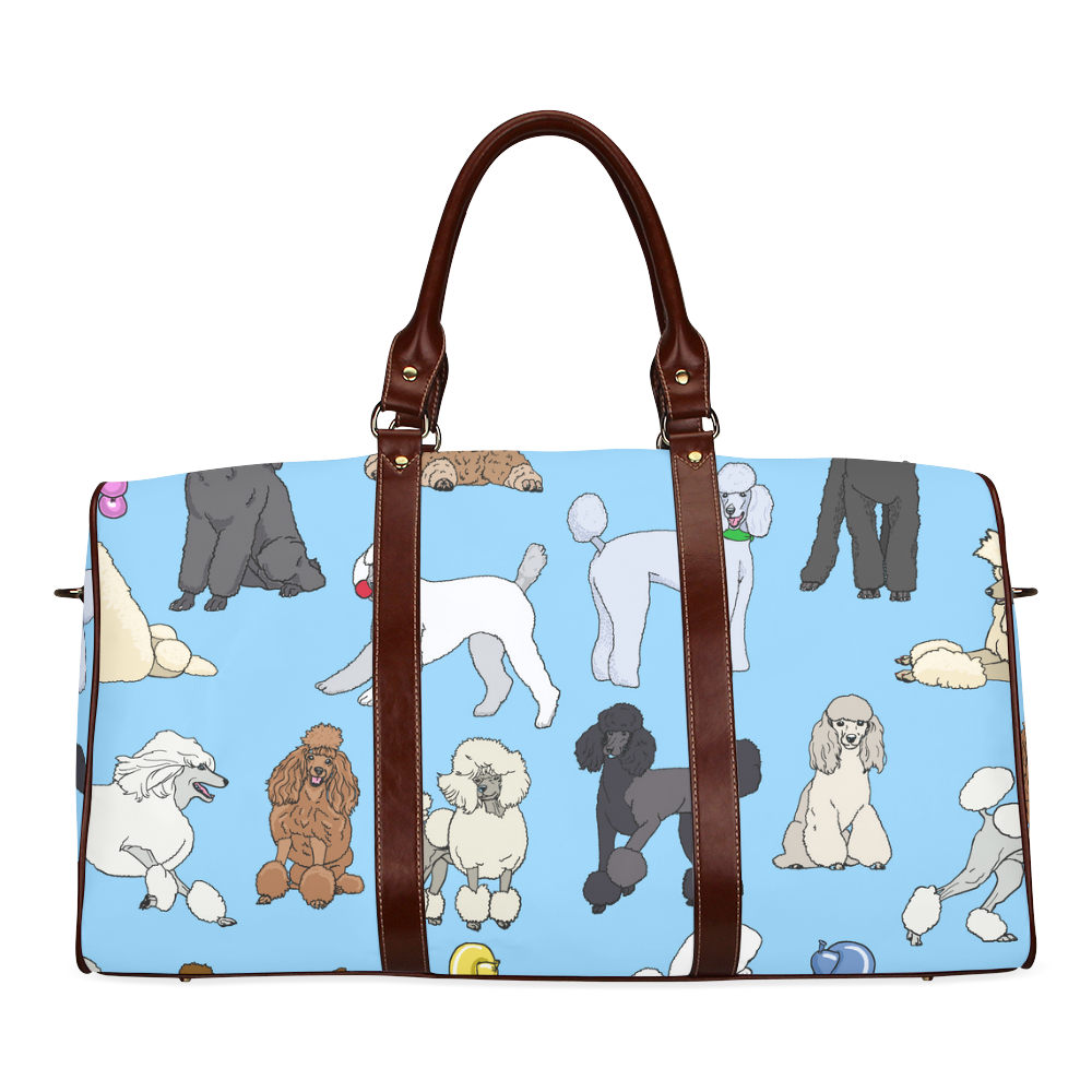 poodles show bag lt blue Waterproof Travel Bag/Large (Model 1639)