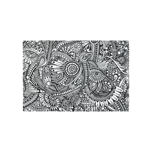 Black & white flower pattern art Cotton Linen Wall Tapestry 60"x 40"