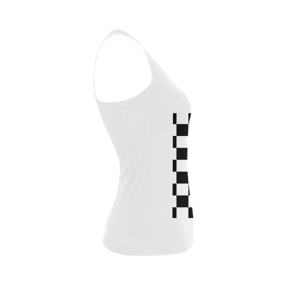Checkerboard Black and White Women's Shoulder-Free Tank Top (Model T35)