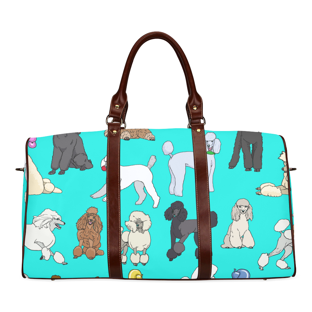 poodles show bag aqua Waterproof Travel Bag/Large (Model 1639)