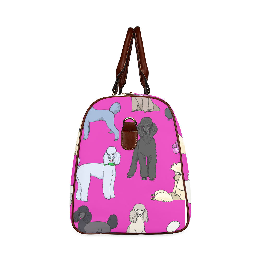 poodles show bag fuchia Waterproof Travel Bag/Large (Model 1639)