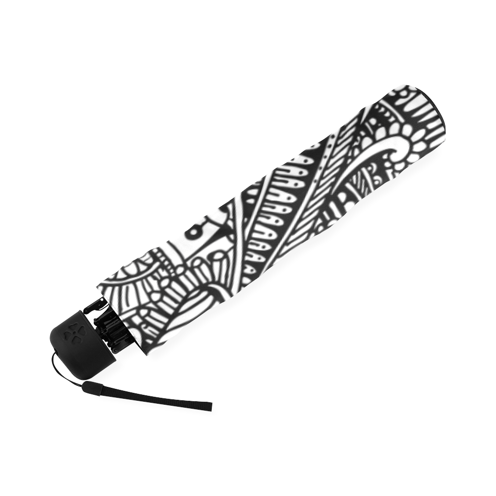 Black & white flower pattern art Foldable Umbrella (Model U01)