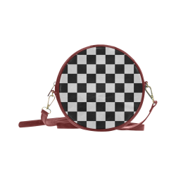 Checkerboard Black and White Round Sling Bag (Model 1647)