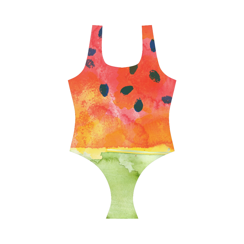 Abstract Watermelon Vest One Piece Swimsuit (Model S04)