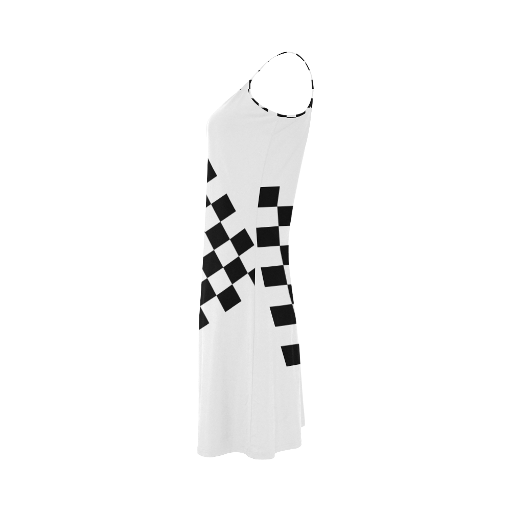 Checkerboard Black and White Alcestis Slip Dress (Model D05)