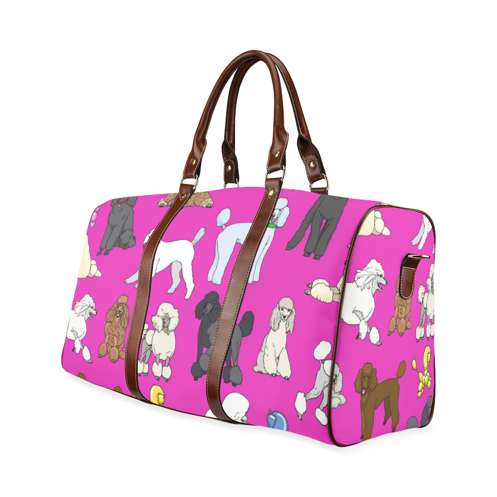 poodles show bag fuchia Waterproof Travel Bag/Large (Model 1639)