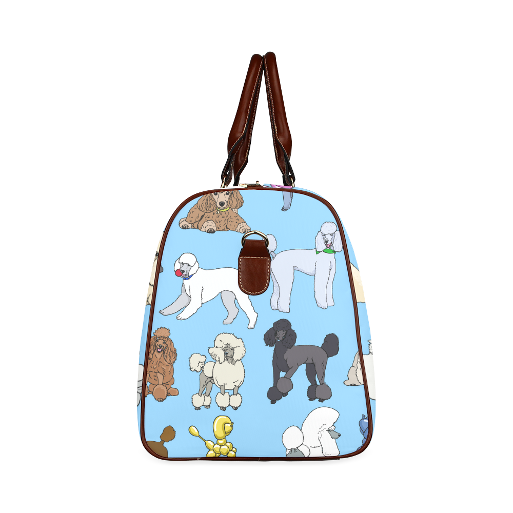 poodles show bag lt blue Waterproof Travel Bag/Large (Model 1639)