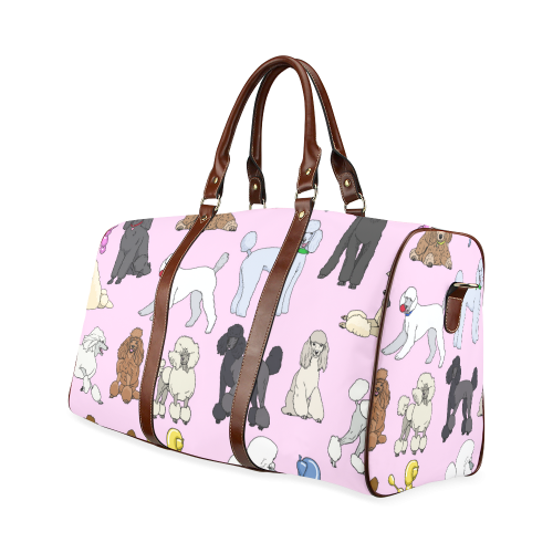 poodles show bag pink Waterproof Travel Bag/Large (Model 1639)