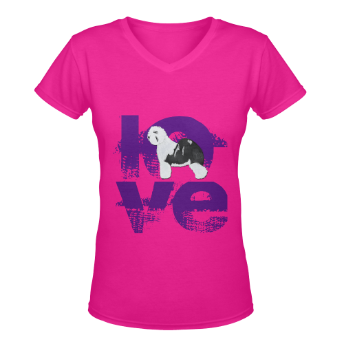 love is OES Women's Deep V-neck T-shirt (Model T19)