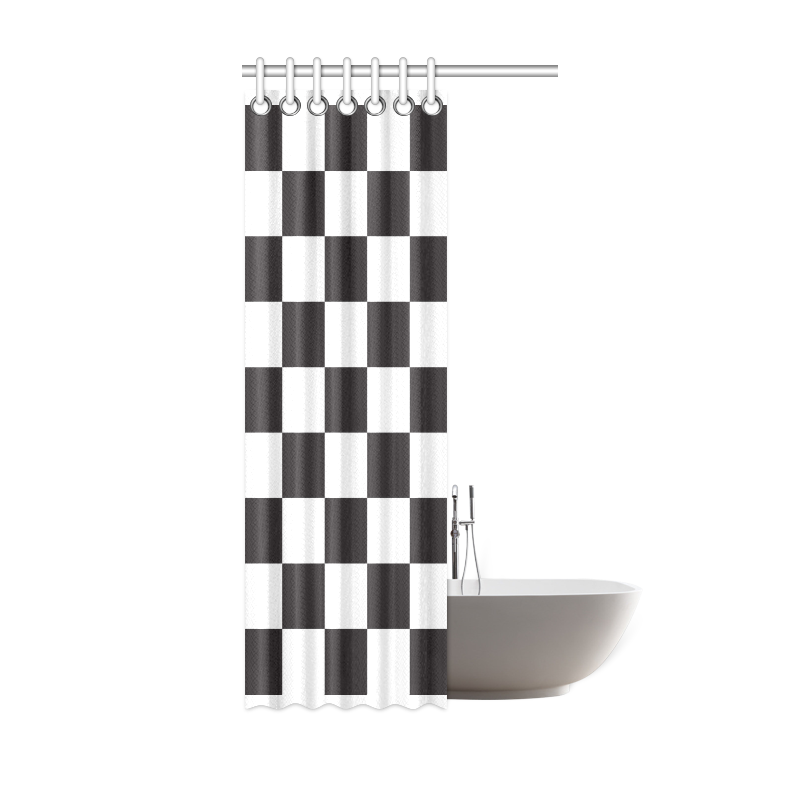 Checkerboard Black and White Squares Shower Curtain 36"x72"