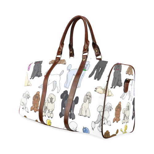 poodles show bag white Waterproof Travel Bag/Large (Model 1639)