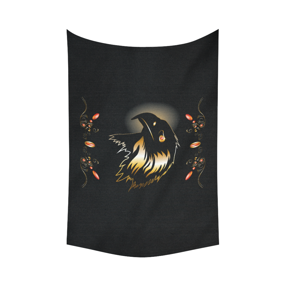 Eagle in gold and black Cotton Linen Wall Tapestry 90"x 60"