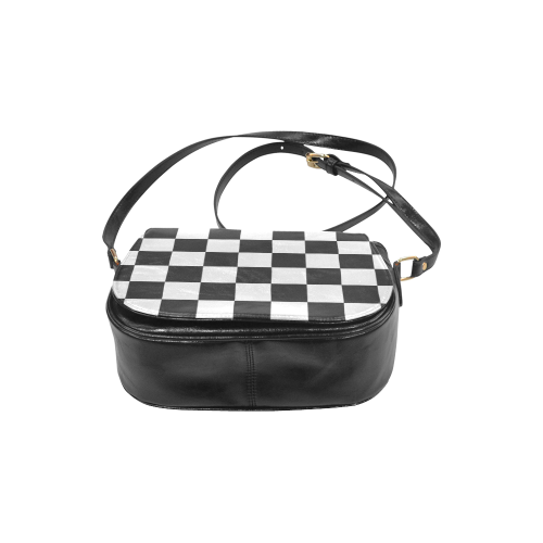 Checkerboard Black and White Classic Saddle Bag/Large (Model 1648)
