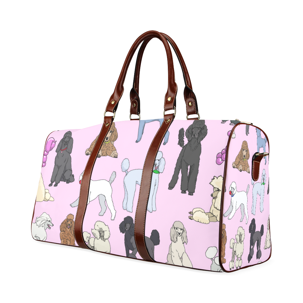 poodles show bag pink Waterproof Travel Bag/Large (Model 1639)