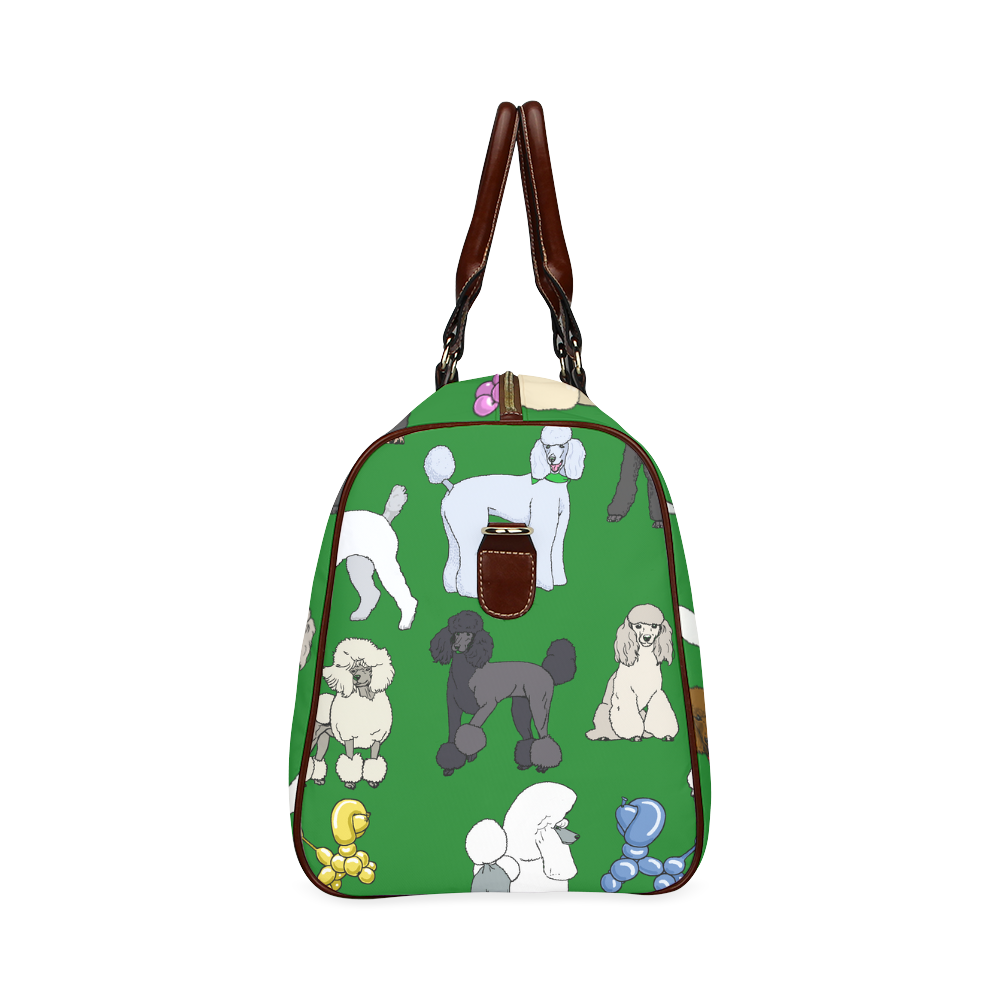 poodles show bag hunter green Waterproof Travel Bag/Large (Model 1639)