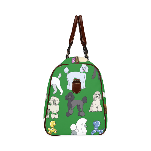 poodles show bag hunter green Waterproof Travel Bag/Large (Model 1639)