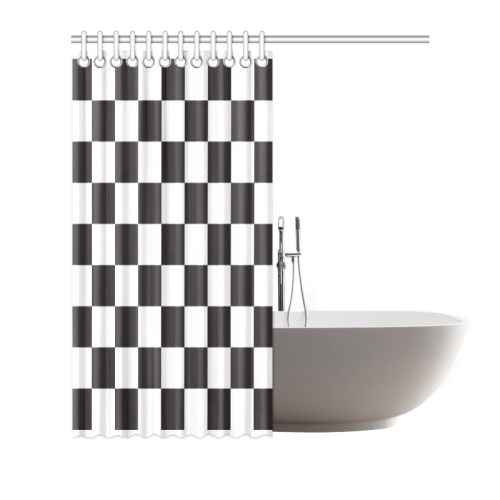Checkerboard Black and White Squares Shower Curtain 66"x72"