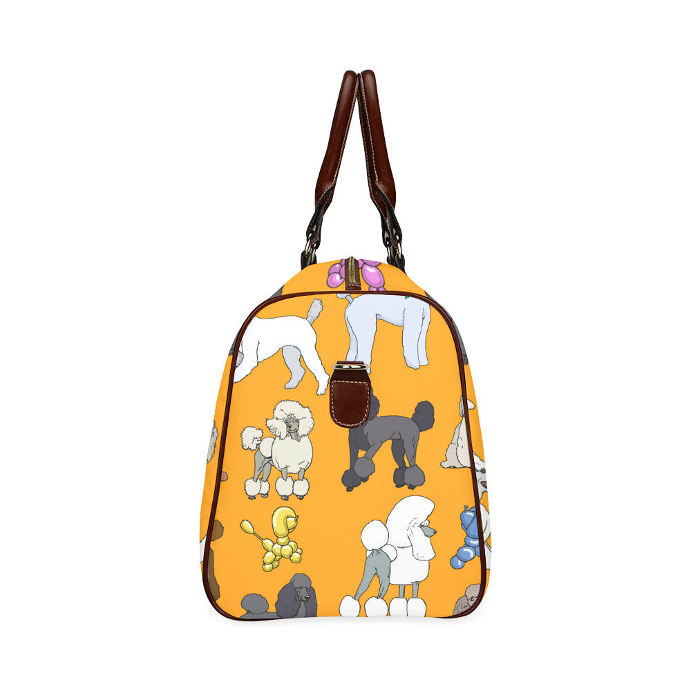 poodles show bag orange Waterproof Travel Bag/Large (Model 1639)