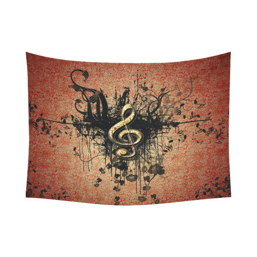 Wonderful clef with flowers Cotton Linen Wall Tapestry 80"x 60"
