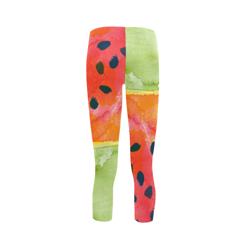 Abstract Watermelon Capri Legging (Model L02)