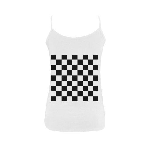 Checkerboard Black and White Women's Spaghetti Top (USA Size) (Model T34)