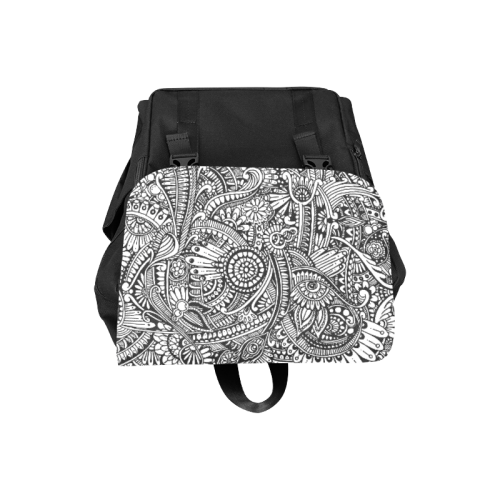Black & white flower pattern art Casual Shoulders Backpack (Model 1623)