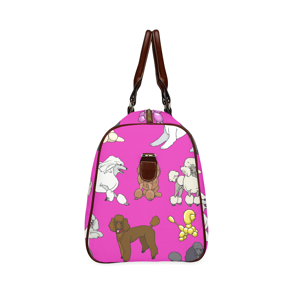 poodles show bag fuchia Waterproof Travel Bag/Large (Model 1639)