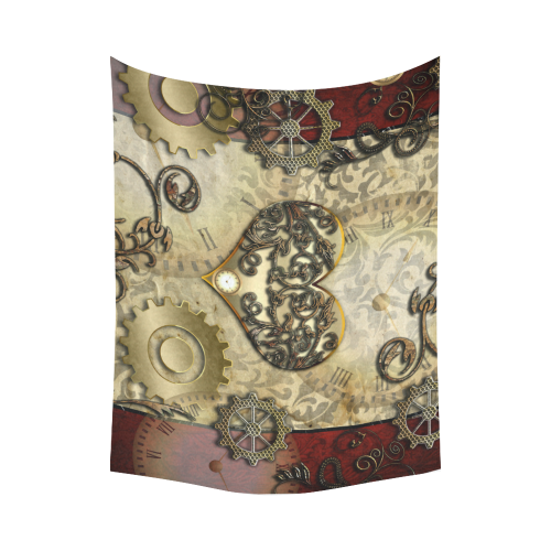 Steampunk, golden red design Cotton Linen Wall Tapestry 80"x 60"