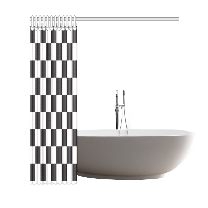 Checkerboard Black and White Squares Shower Curtain 69"x72"