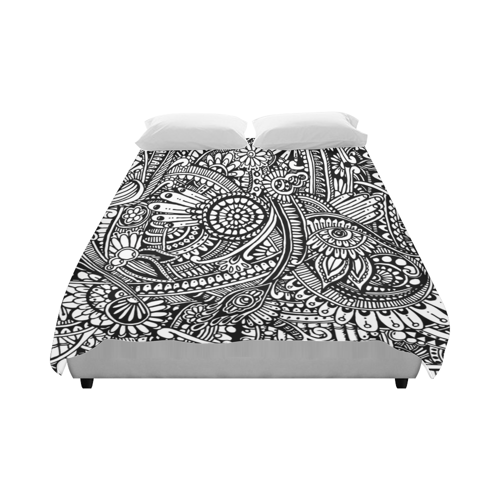 Black & white flower pattern art Duvet Cover 86"x70" ( All-over-print)