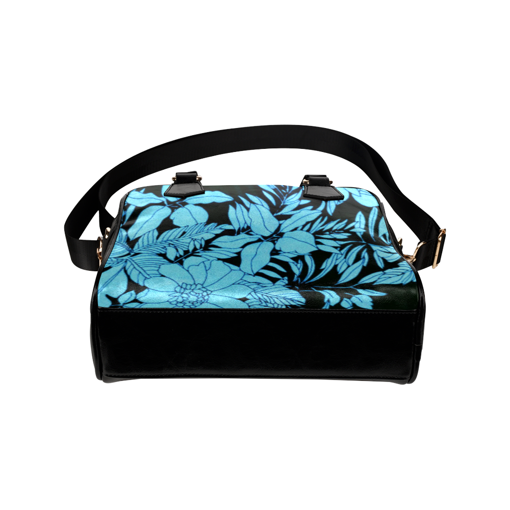 blue floral Shoulder Handbag (Model 1634)